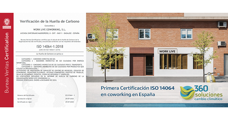 WORK LIVE COWORKING, primer coworking en España certificado en huella de carbono ISO 14064